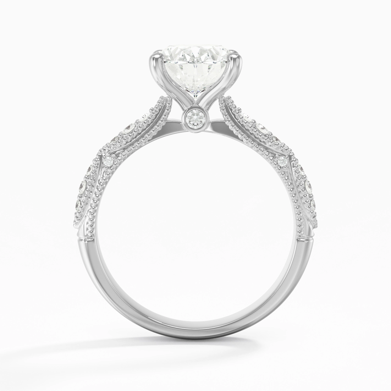 Baroque Oval 2.00ct Moissanite Engagement Ring