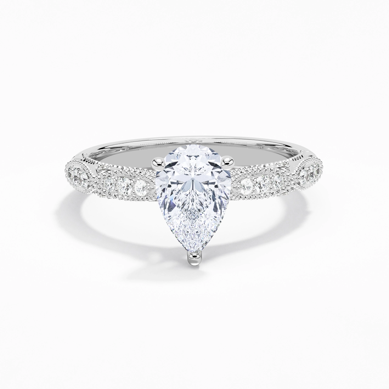 Baroque Pear 1.50ct Moissanite Engagement Ring