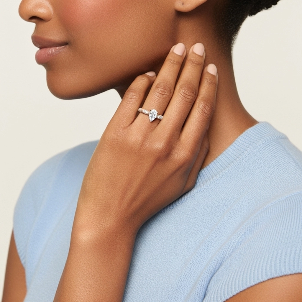 Baroque Poire 1.50ct Moissanite Bague de fiançailles