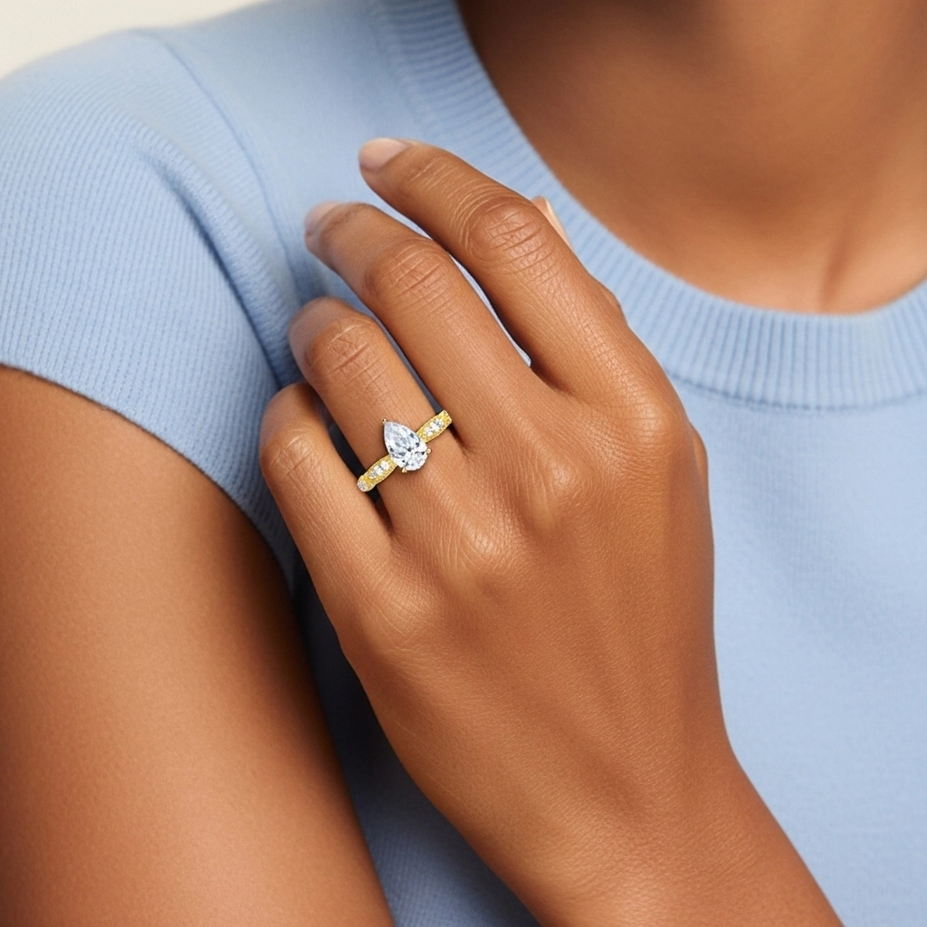 Baroque Poire 1.50ct Moissanite Bague de fiançailles