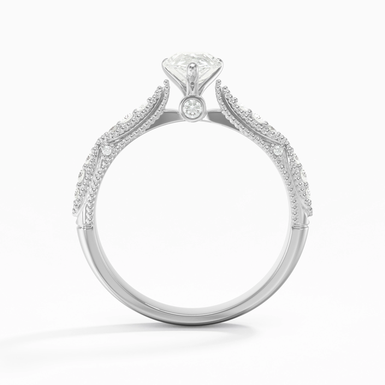 Baroque Pear 1.00ct Moissanite Engagement Ring