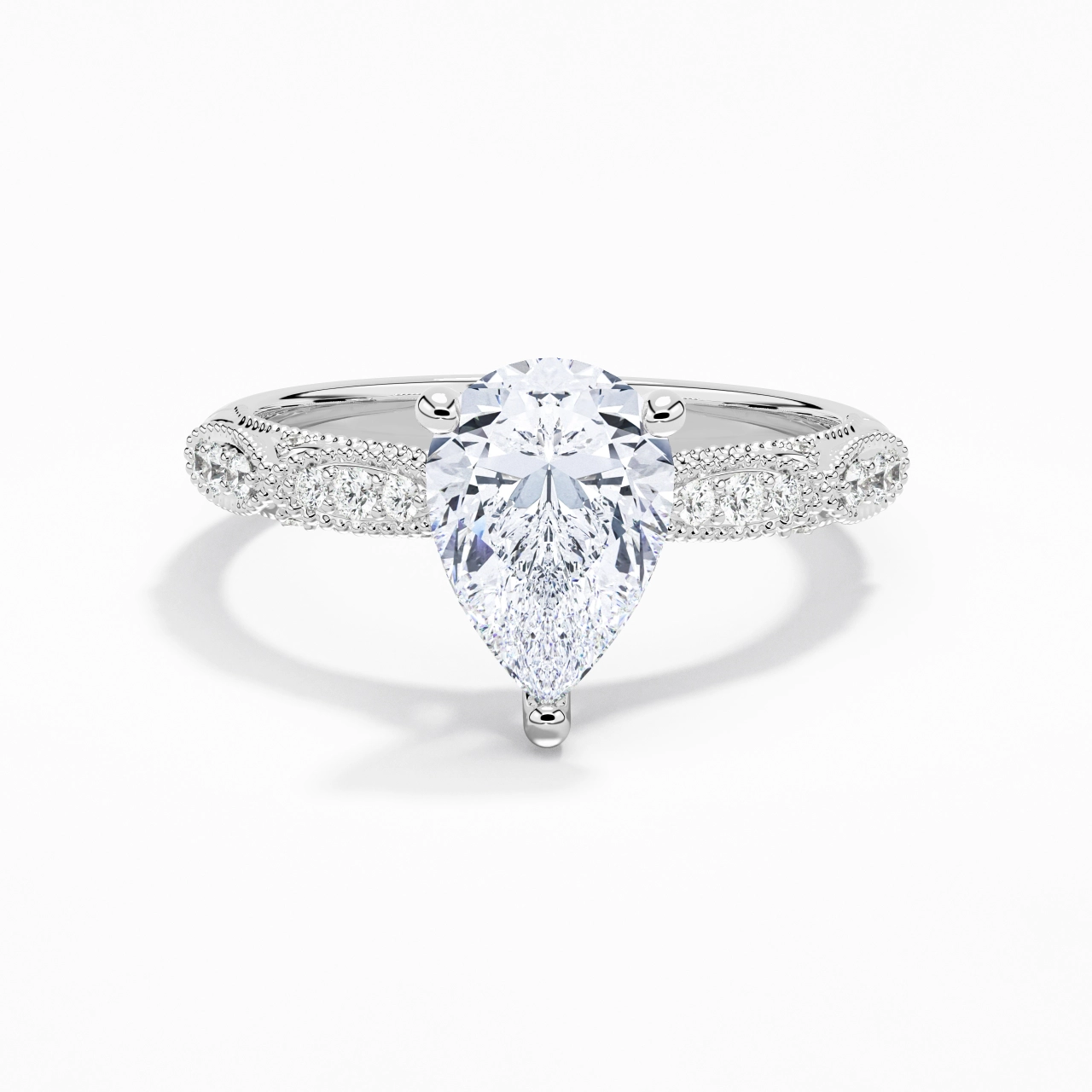 Baroque Pear 2.00ct Moissanite Engagement Ring