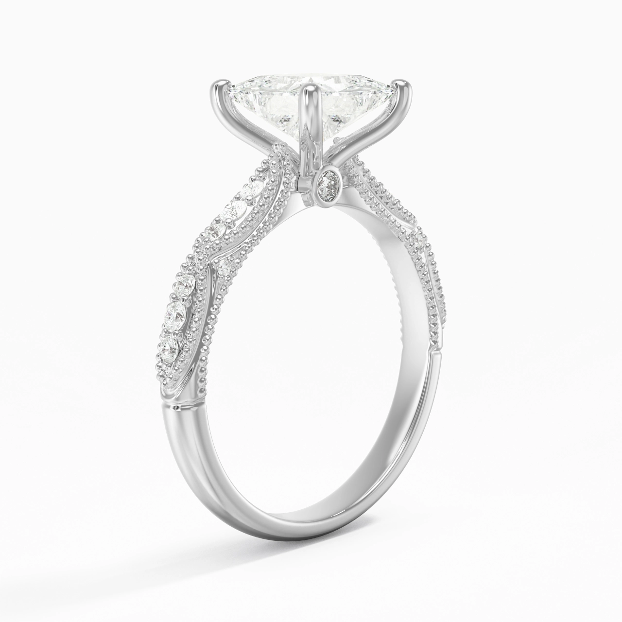 Baroque Princesse 1.50ct Moissanite Bague de fiançailles