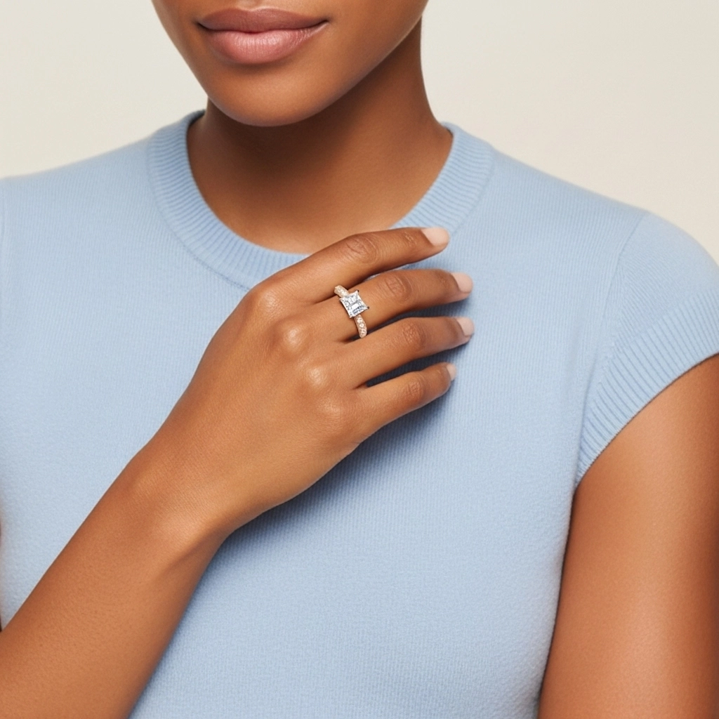 Baroque Princesse 1.00ct Moissanite Bague de fiançailles