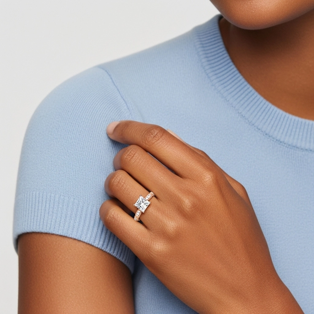 Baroque Princesse 1.00ct Moissanite Bague de fiançailles