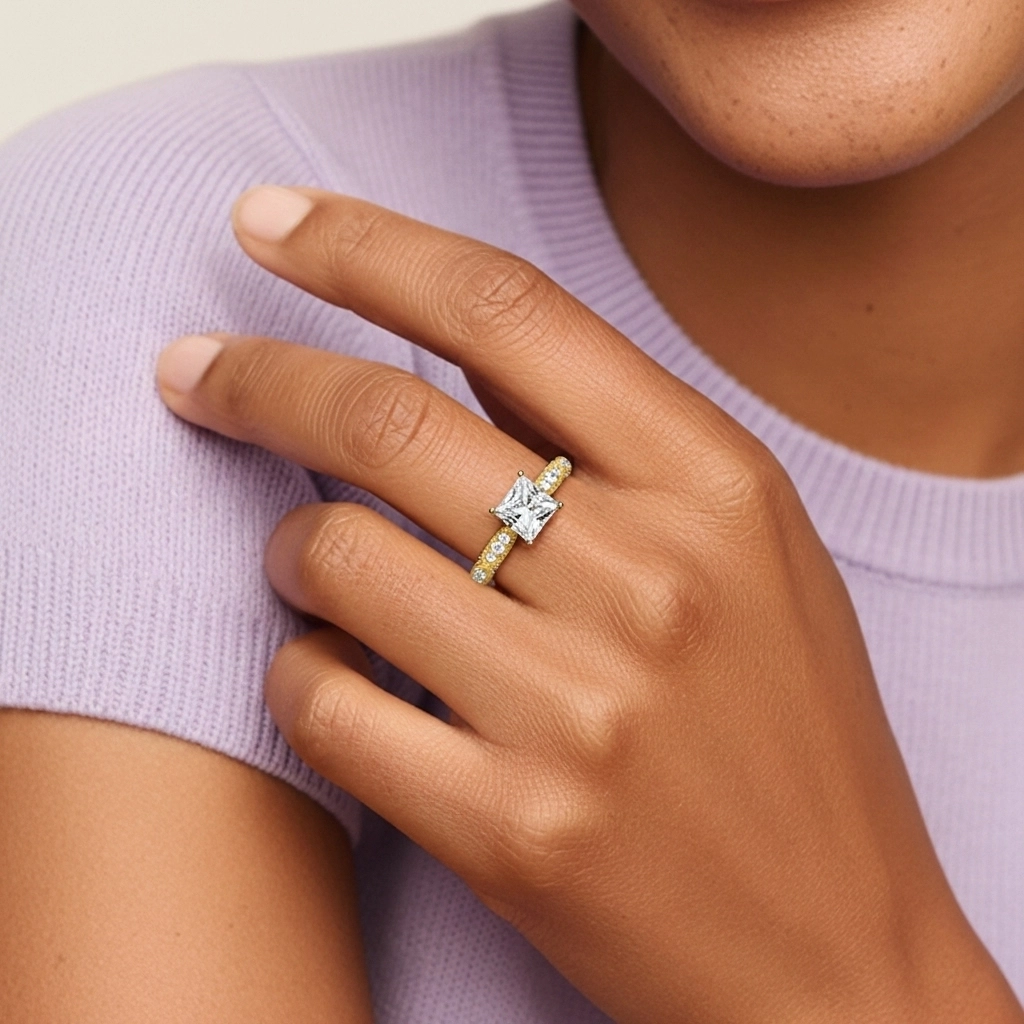 Baroque Princesse 1.50ct Moissanite Bague de fiançailles