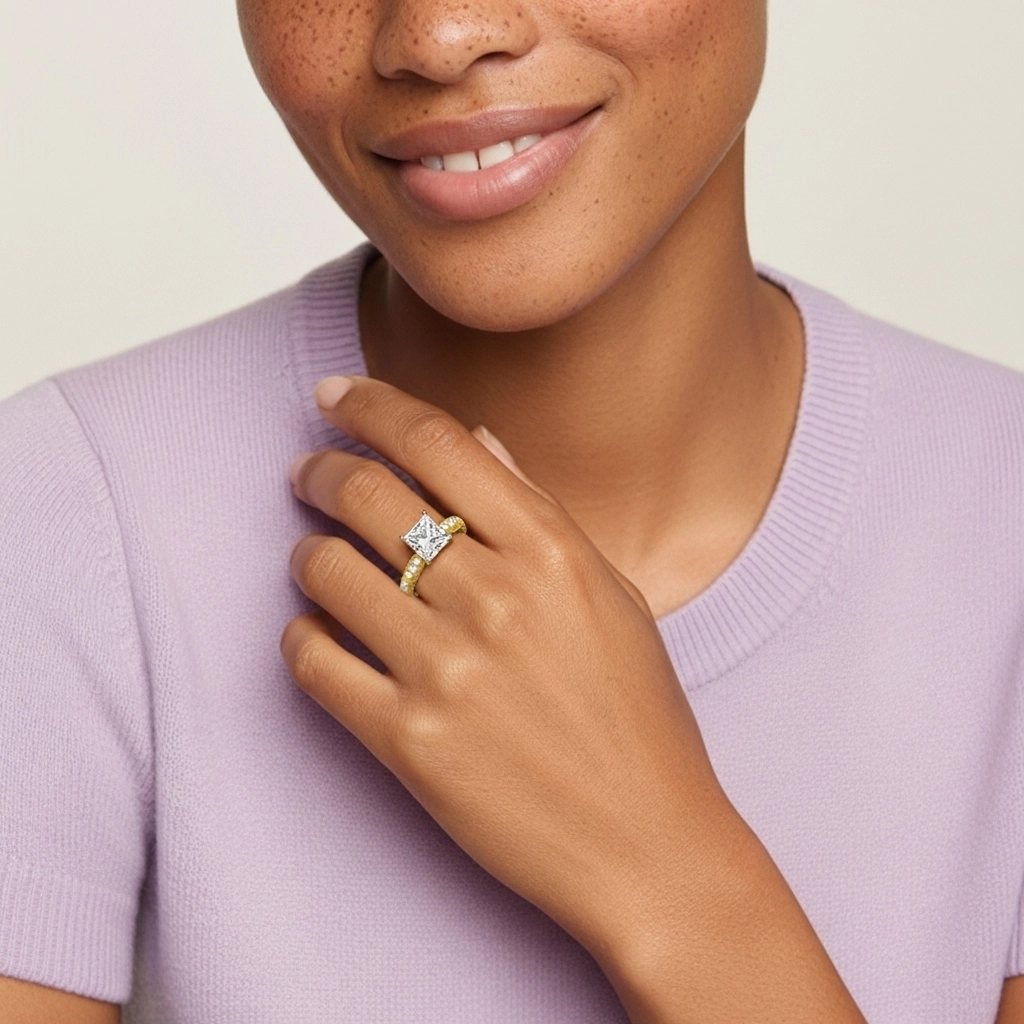 Baroque Princesse 1.50ct Moissanite Bague de fiançailles