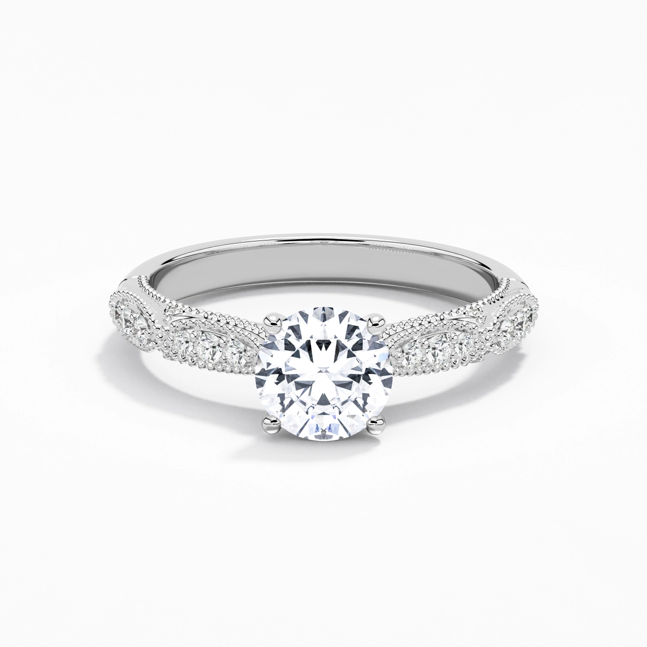 Baroque Round 1.00ct Moissanite Engagement Ring