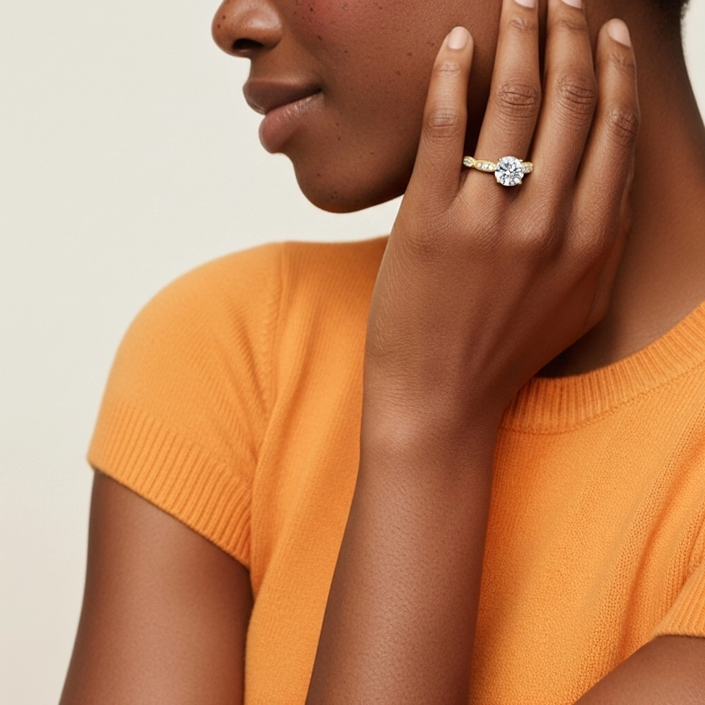 Baroque Round 2.00ct Moissanite Engagement Ring