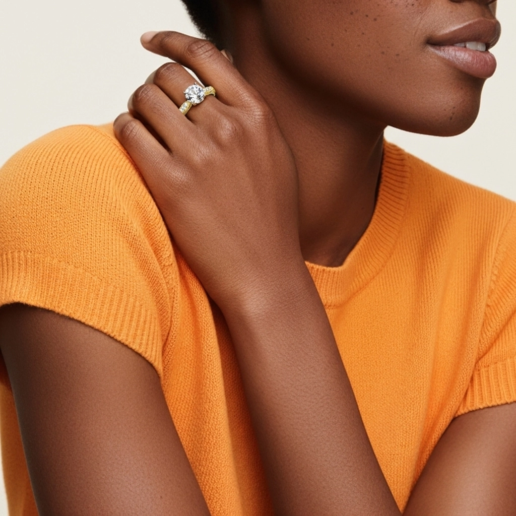 Baroque Round 2.00ct Moissanite Engagement Ring