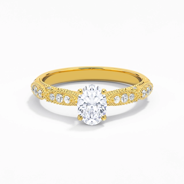 Baroque Perlé Ovale Moissanite Bague de fiançailles 1.00ct En Blanc Argent sterling 925 Griffe