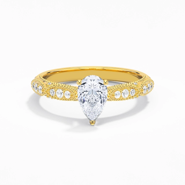 Baroque Perlé Poire Moissanite Bague de fiançailles 1.00ct En Blanc Argent sterling 925 Griffe