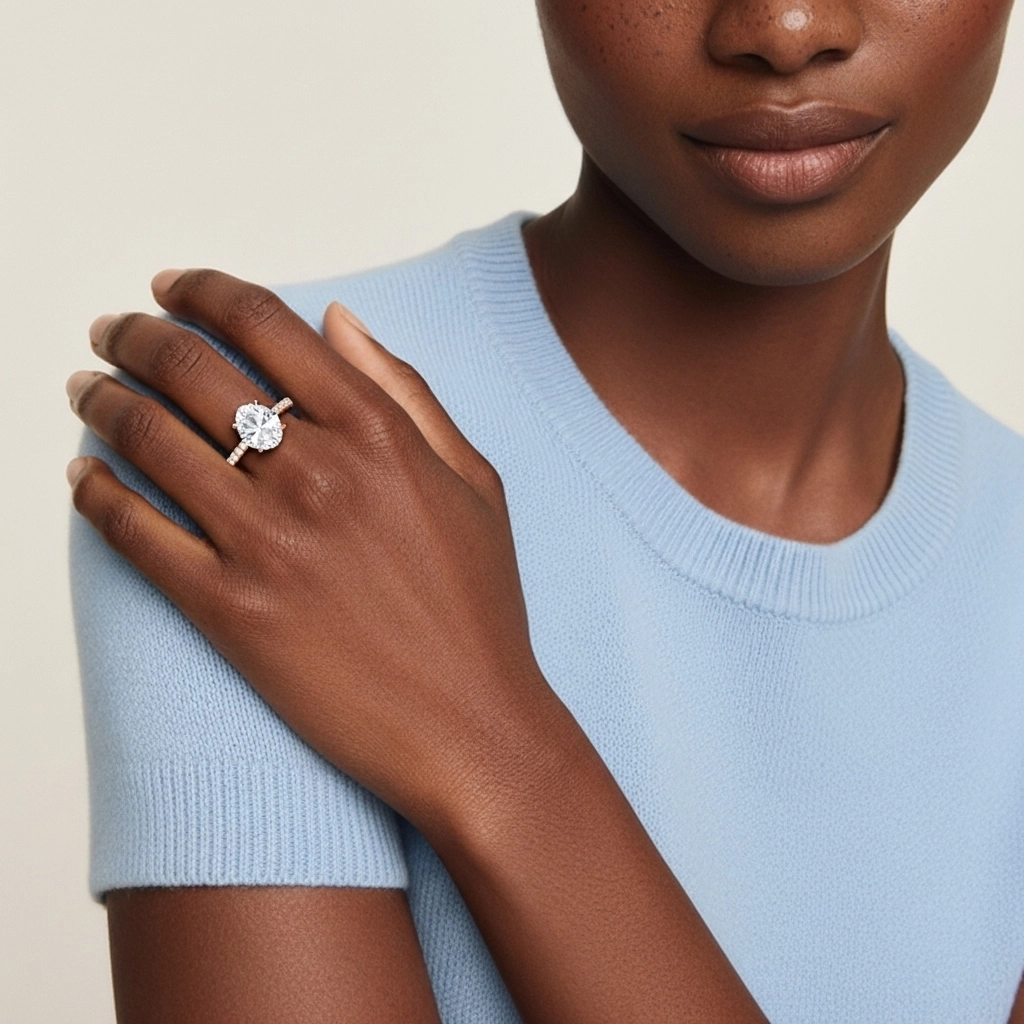 1.00ct Moissanite Engagement Ring 18K Rose Gold