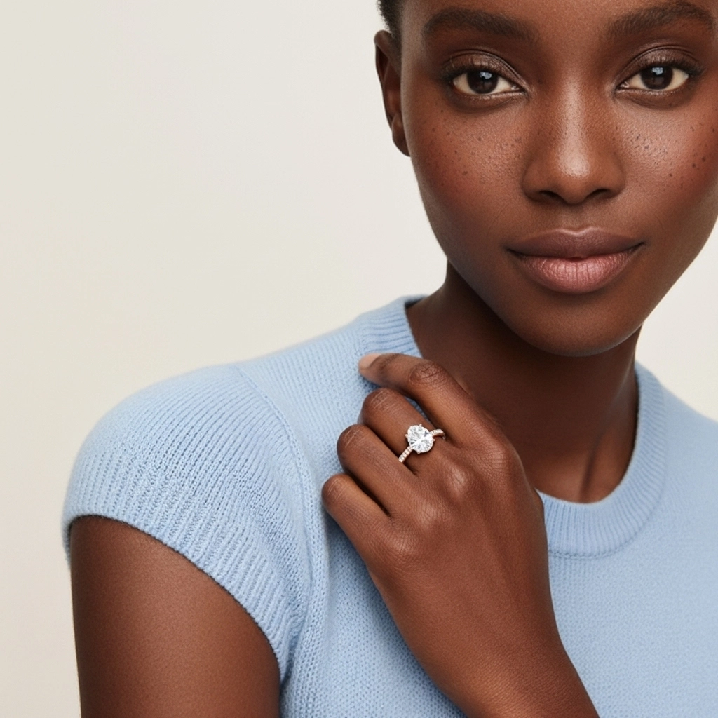 1.00ct Moissanite Engagement Ring 18K Rose Gold