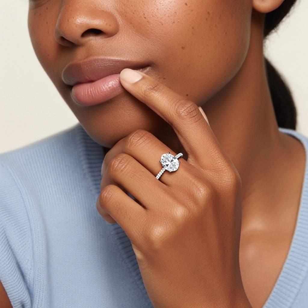 1.50ct Moissanite Engagement Ring 18K White Gold