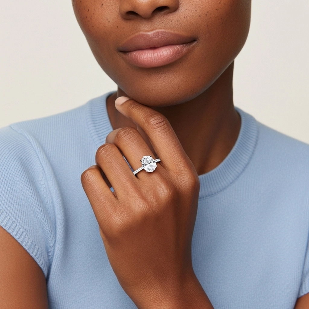 1.50ct Moissanite Engagement Ring 18K White Gold