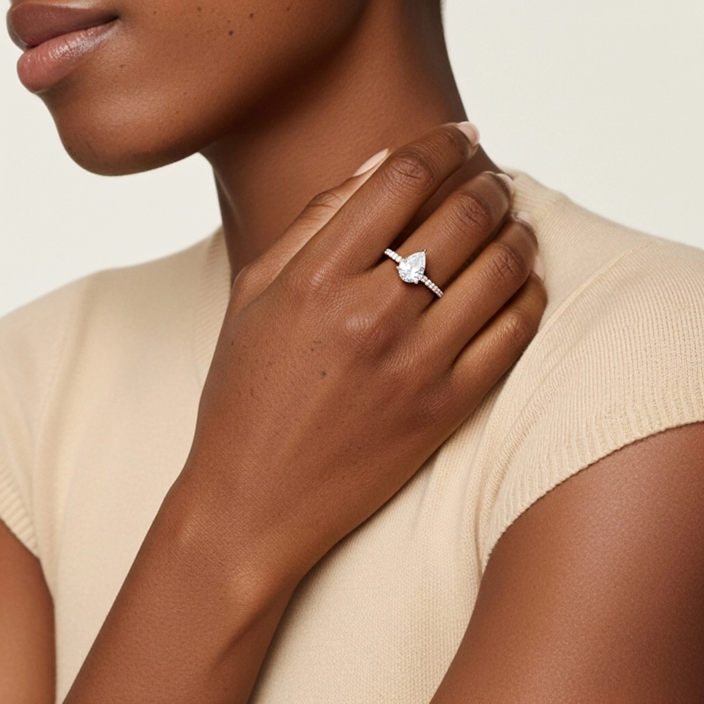 Understated Pear 1.00ct Moissanite Engagement Ring