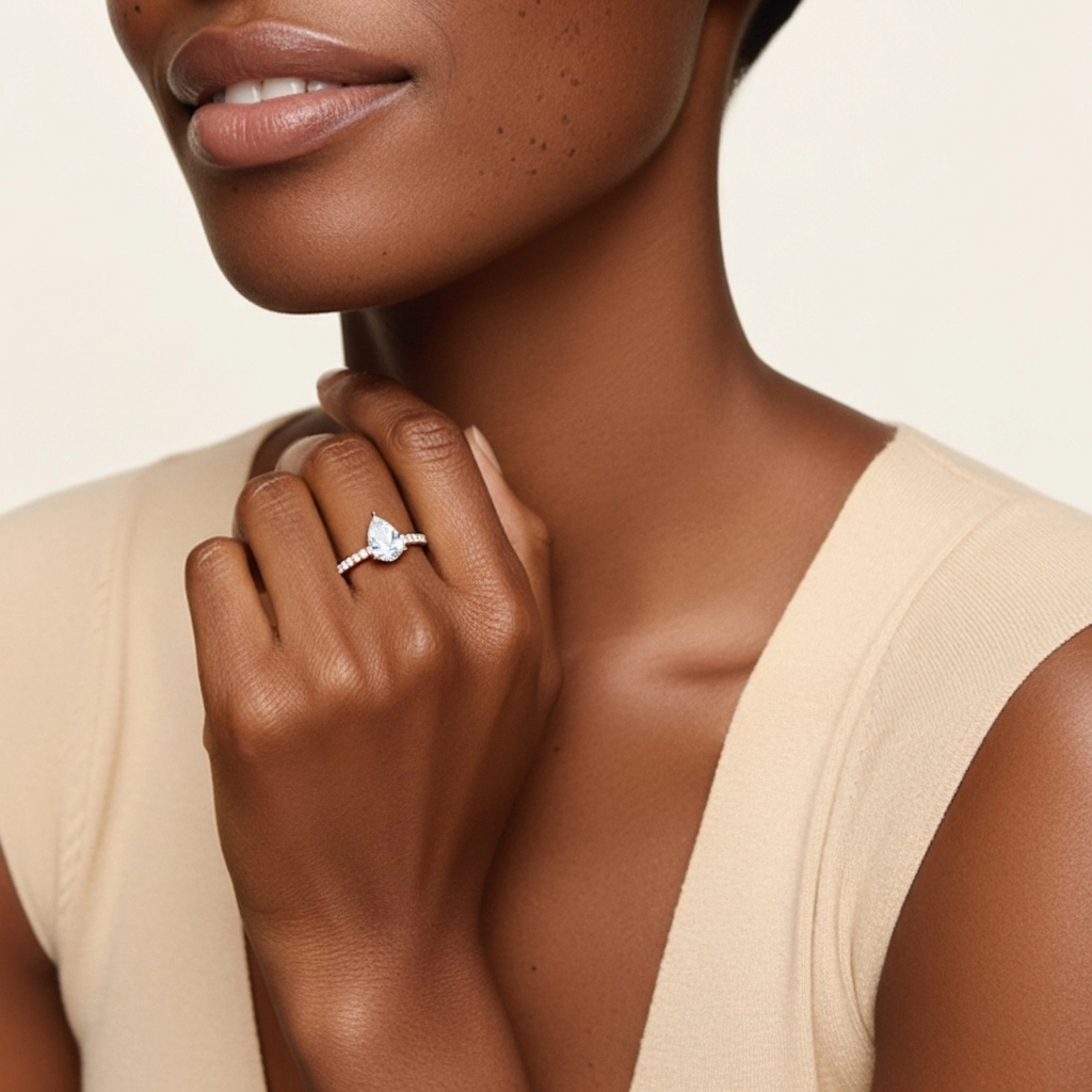 Understated Pear 1.00ct Moissanite Engagement Ring