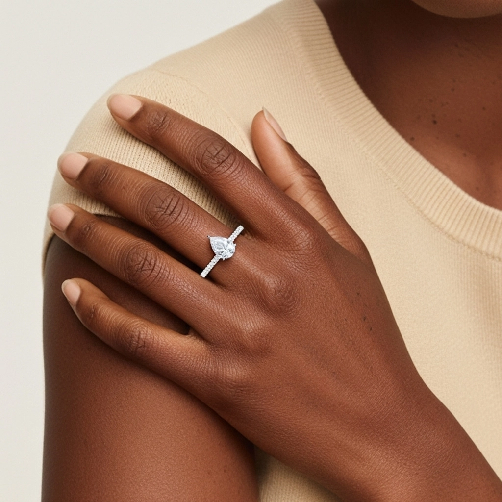 1.00ct Moissanite Engagement Ring 18K White Gold