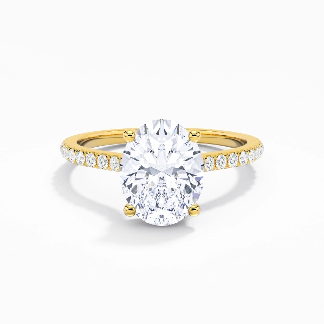 Understated Oval Moissanite Engagement Ring 2.00ct In White 925 Sterling Silver Hidden Halo Straight Shank