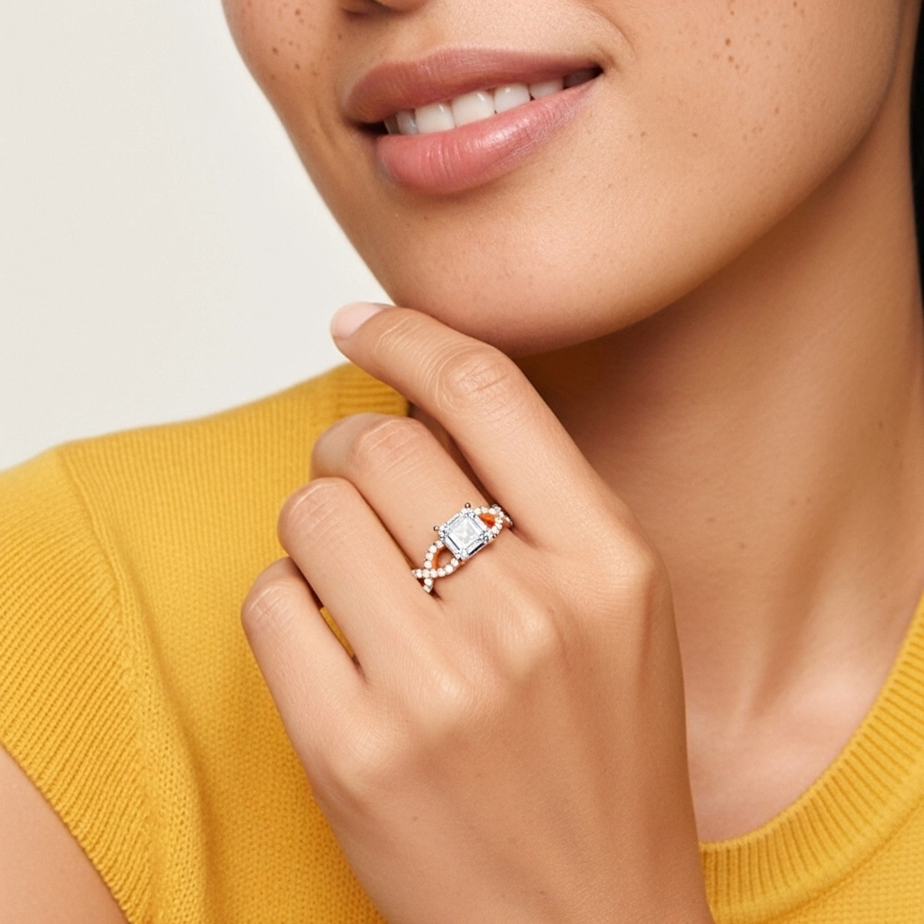 1.00ct Moissanite Engagement Ring 14K Rose Gold