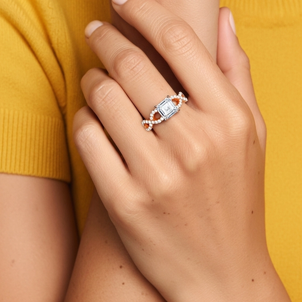 1.00ct Moissanite Engagement Ring 14K Rose Gold