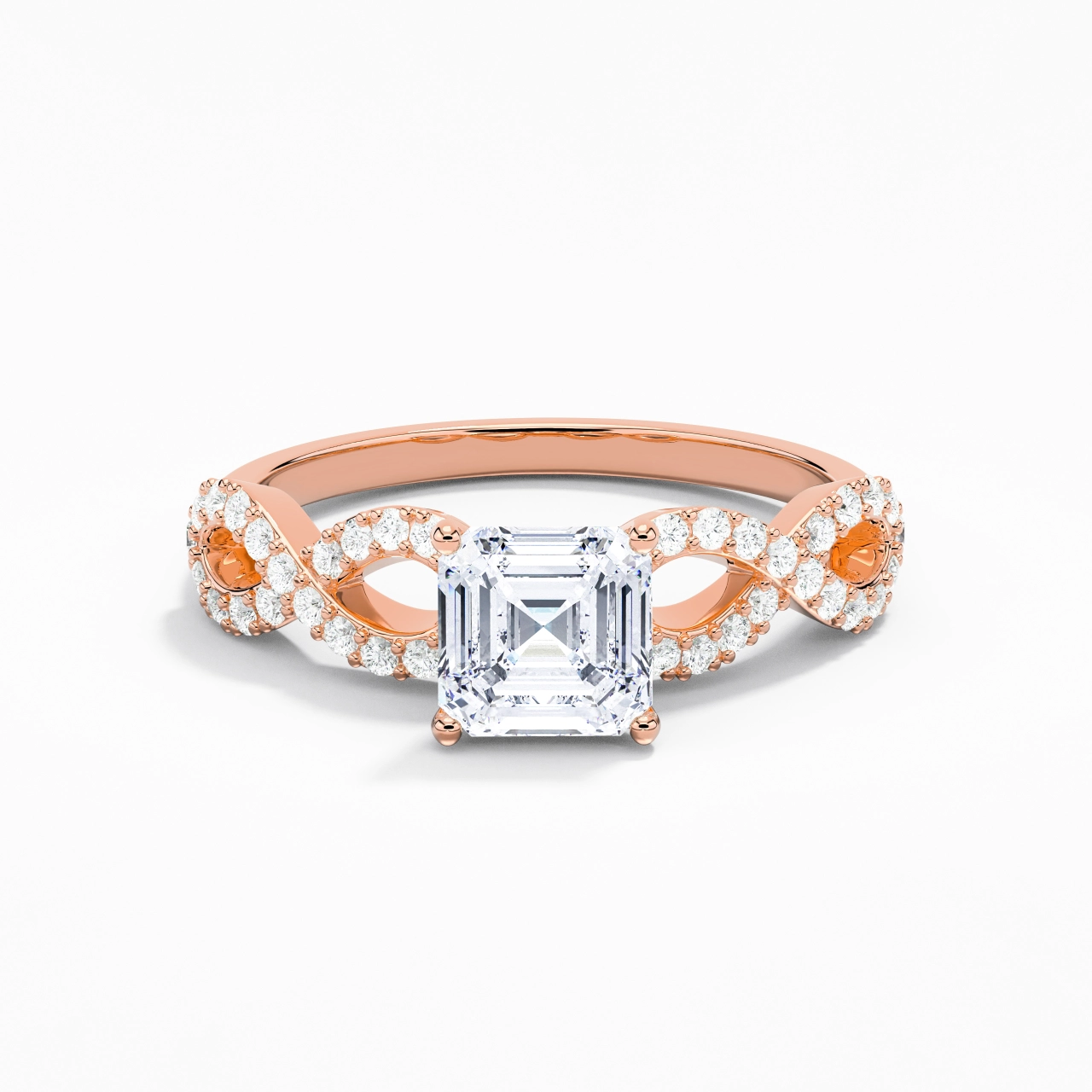 1.00ct Moissanite Engagement Ring 18K Rose Gold