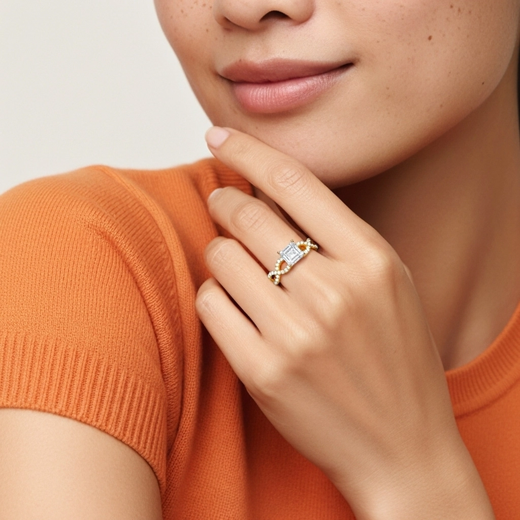 1.00ct Moissanite Engagement Ring 18K Gold