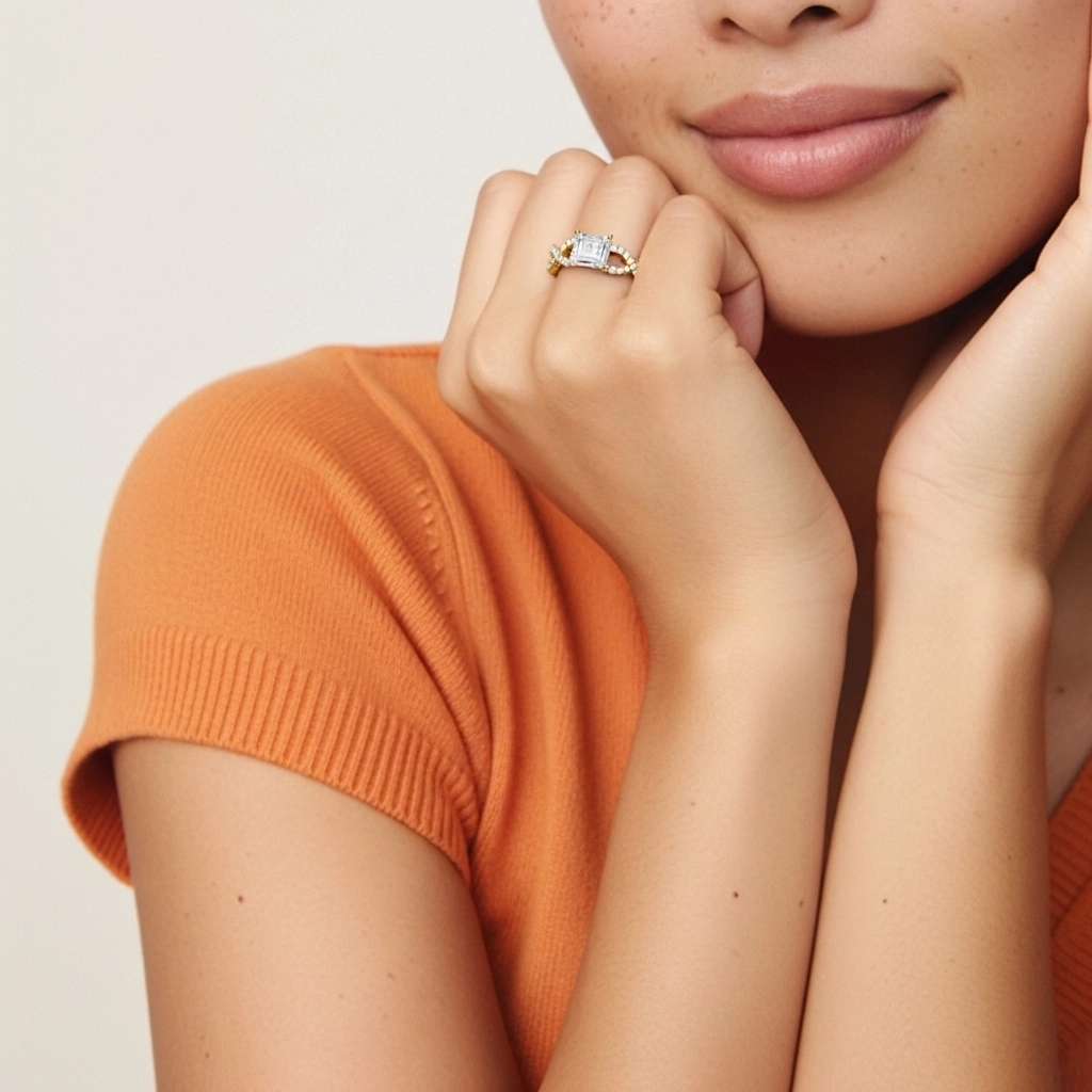 1.00ct Moissanite Engagement Ring 18K Gold