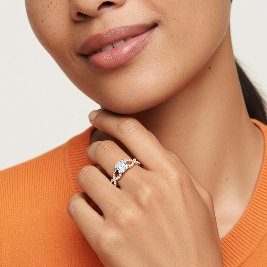 2.00ct Moissanite Engagement Ring 14K Rose Gold