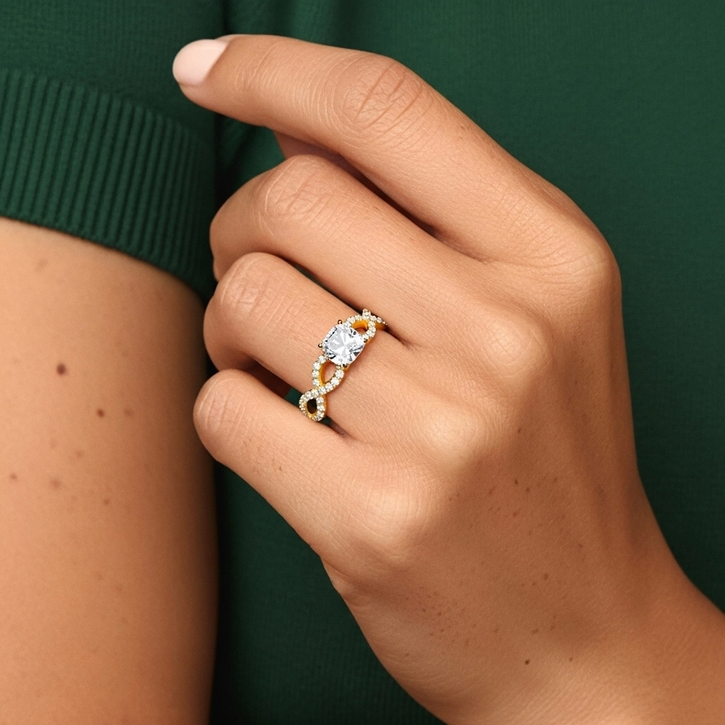 Infinity Prong Engagement Ring 2.00ct Moissanite