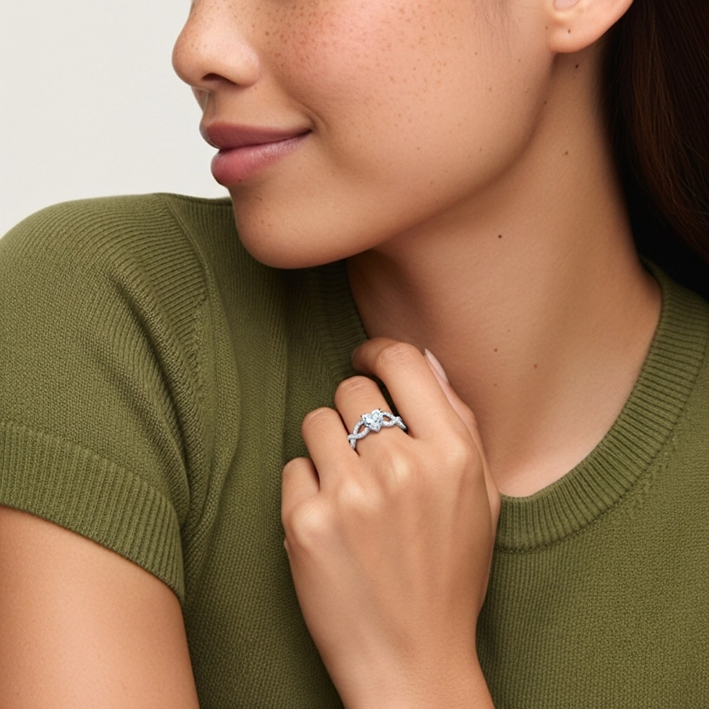 2.00ct Moissanite Engagement Ring 14K White Gold