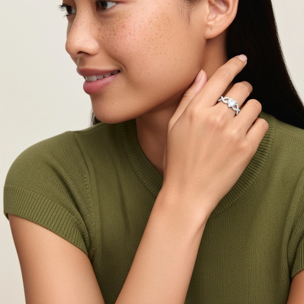 2.00ct Moissanite Engagement Ring 14K White Gold