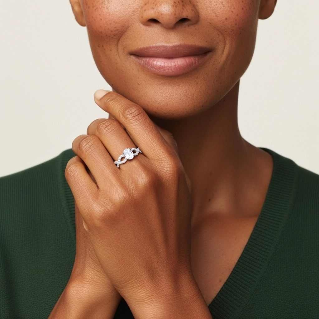 2.00ct Moissanite Engagement Ring 14K White Gold