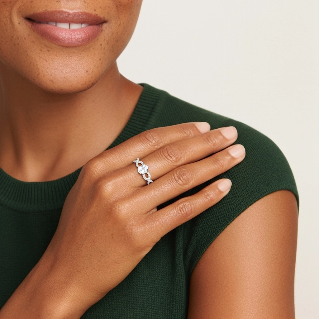 2.00ct Moissanite Engagement Ring 14K White Gold