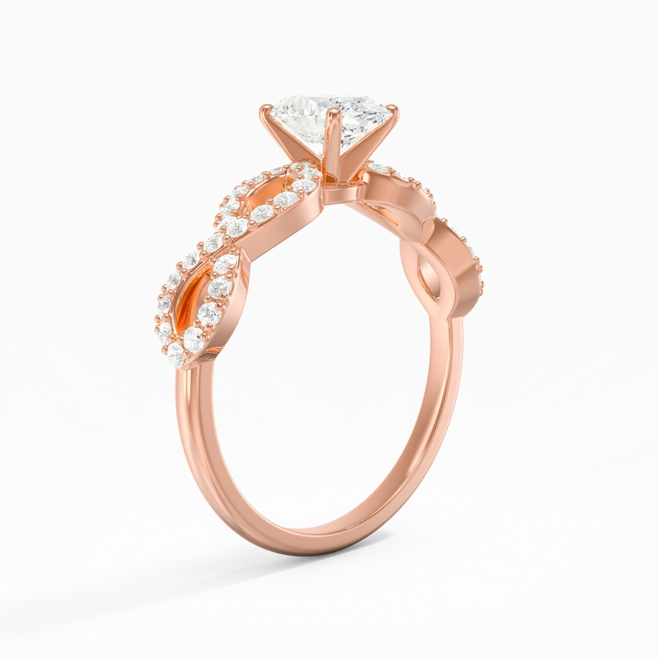 1.00ct Moissanite Engagement Ring 14K Rose Gold