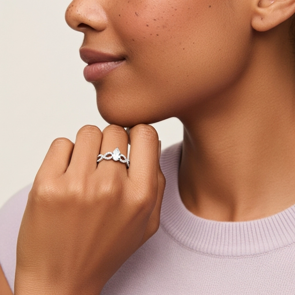 Infinity Prong Engagement Ring 1.00ct Moissanite