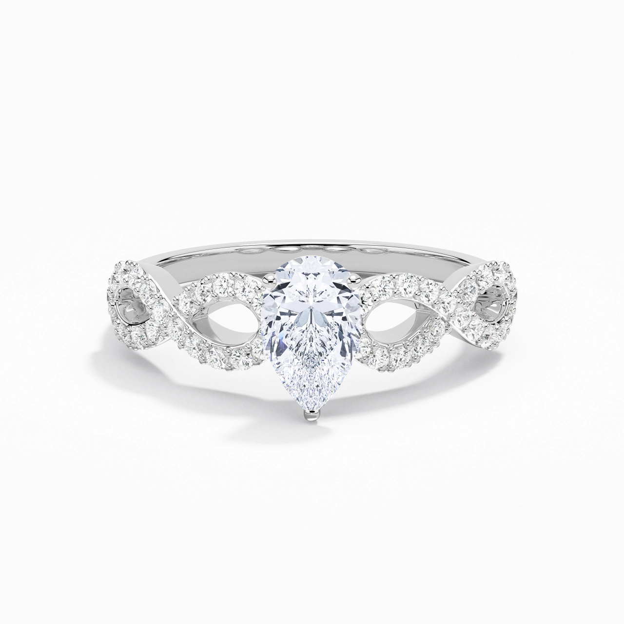 1.00ct Moissanite Engagement Ring 18K White Gold