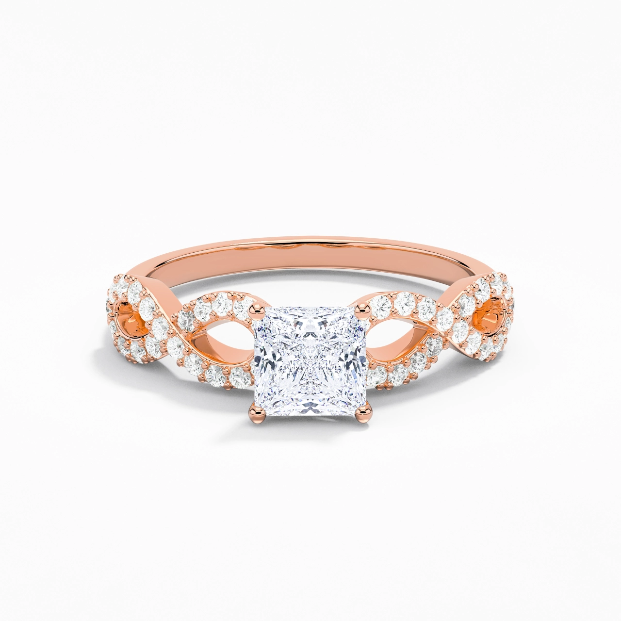 1.00ct Moissanite Engagement Ring 14K Rose Gold