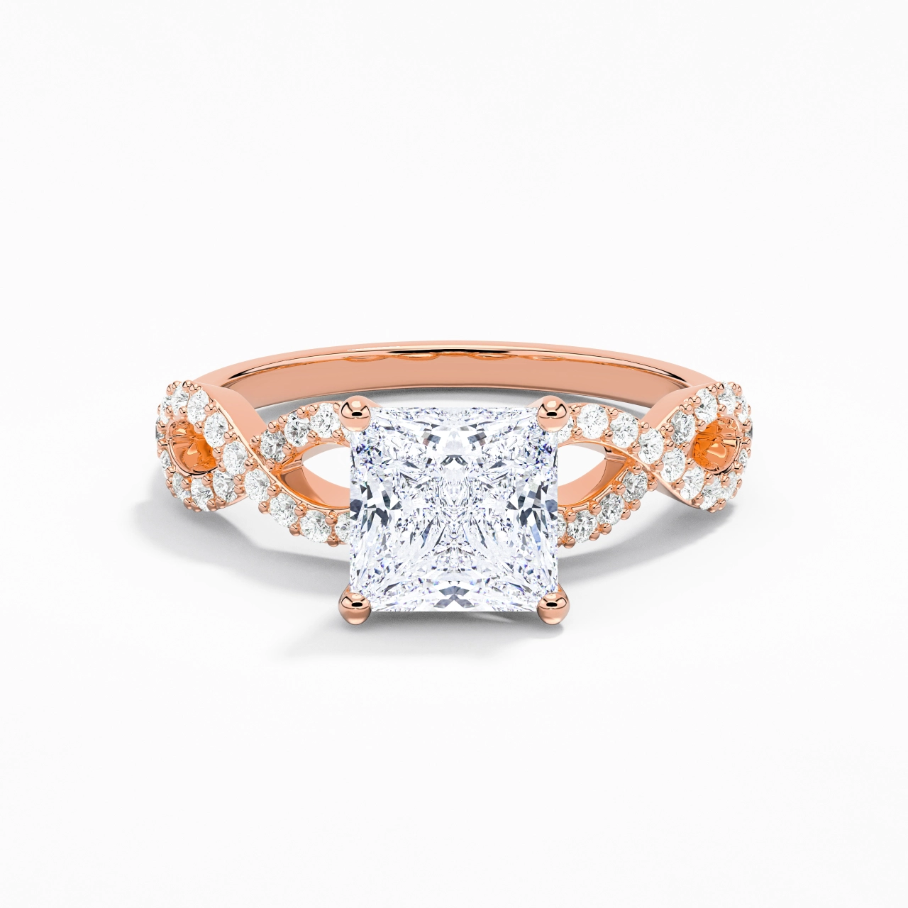 2.00ct Moissanite Engagement Ring 14K Rose Gold