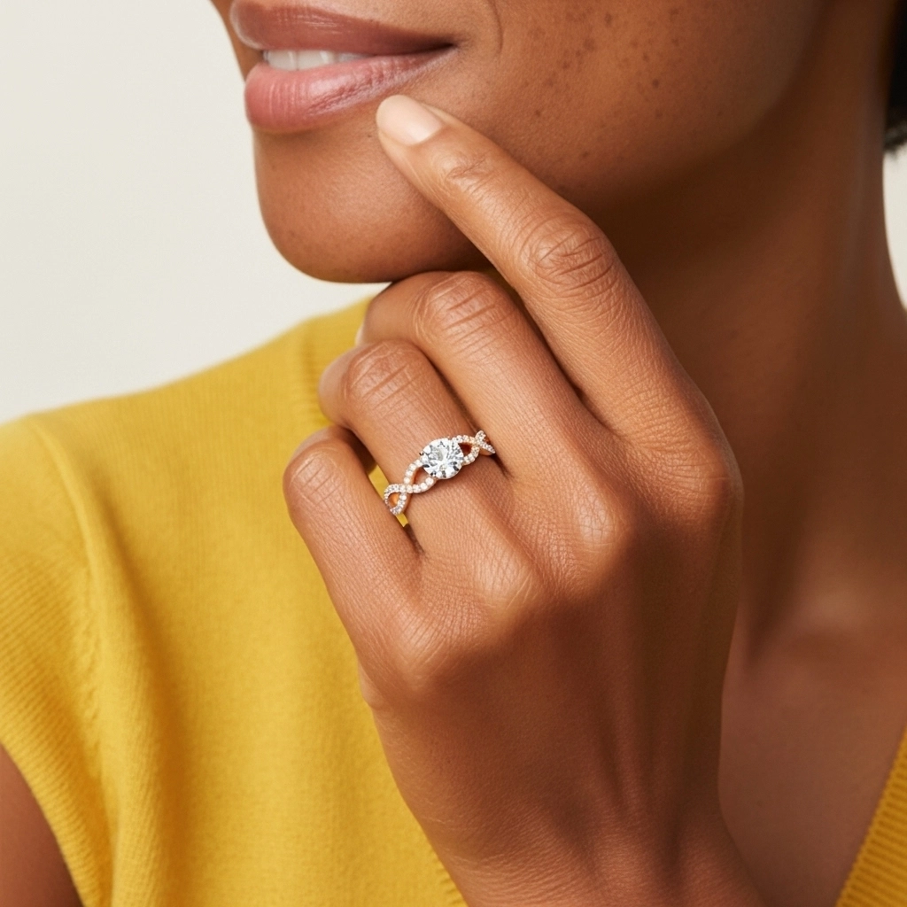 Infinity Prong Engagement Ring 1.00ct Moissanite