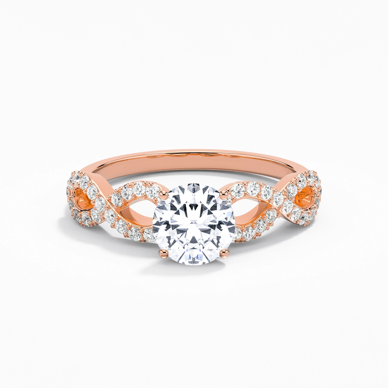 1.00ct Moissanite Engagement Ring 14K Rose Gold