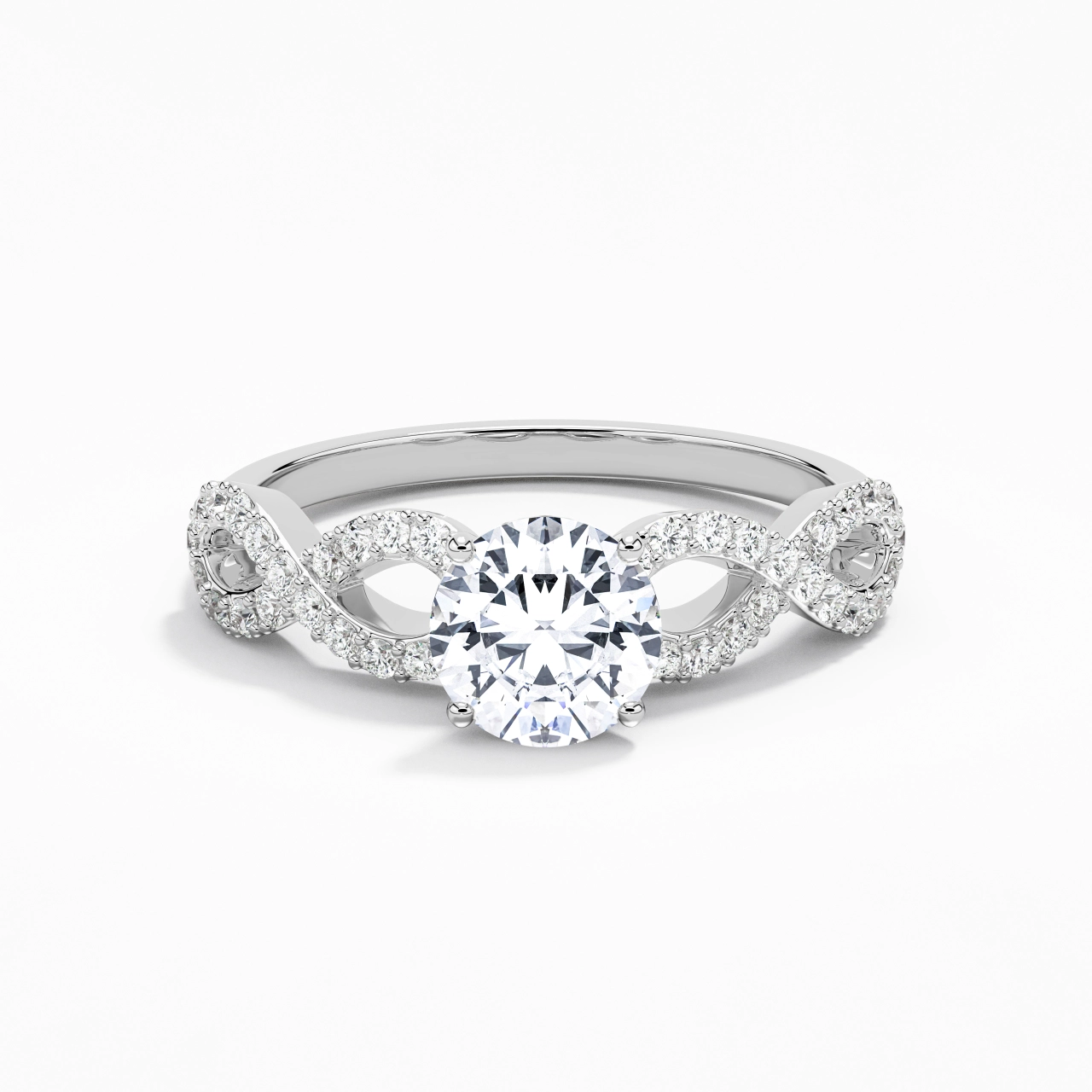 1.00ct Moissanite Engagement Ring 18K White Gold