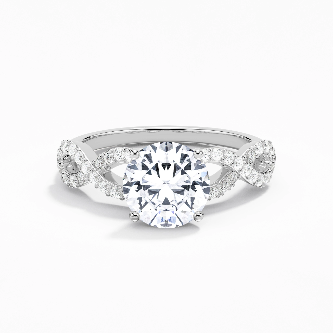 2.00ct Moissanite Engagement Ring 18K White Gold