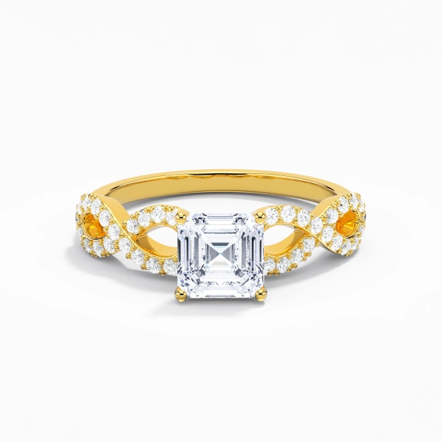 Twist Elegant Infinity Prong Engagement Ring Moissanite 1.00ct Asscher 925 Sterling Silver