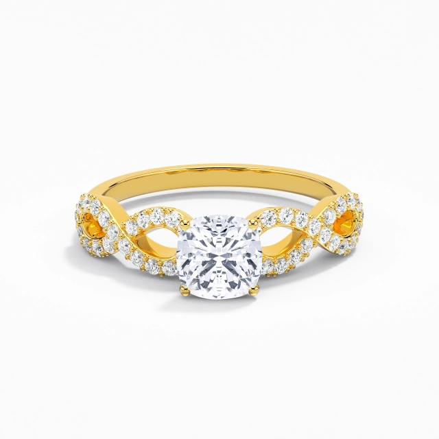 Torsión Elegante Infinito Garra Anillo de Compromiso Moissanita 1.00ct Cojín Plata esterlina 925