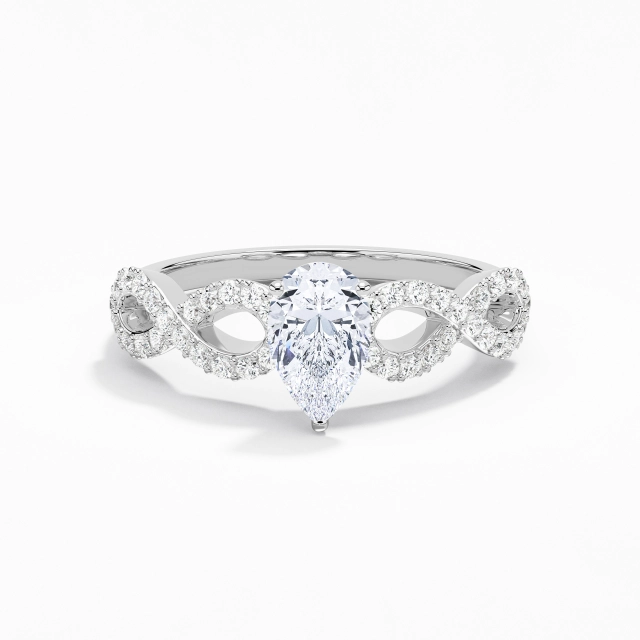 Twist Elegant Infinity Prong Engagement Ring Moissanite 1.00ct Pear 925 Sterling Silver