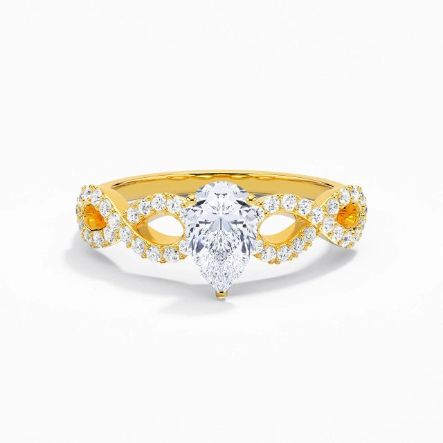 Twist Elegant Infinity Prong Engagement Ring Moissanite 1.00ct Pear 925 Sterling Silver