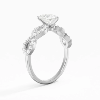 1.00ct Moissanite Engagement Ring 18K White Gold