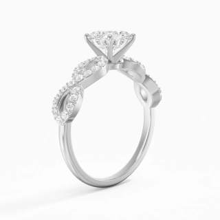 1.00ct Moissanite Engagement Ring 18K White Gold